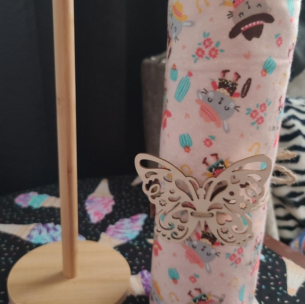 Reusable fabric towels 16pc set (4 from)each design & bamboo holder